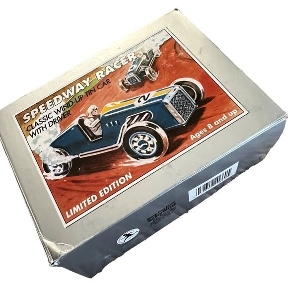 Schylling Speedway Racer Classic Tin Car Driver #2 Blue Original BOX Vintage - Picture 9 of 10